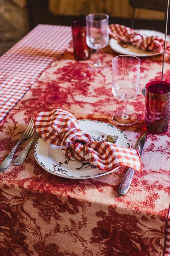 Chemin de table enduit en lin et viscose 2