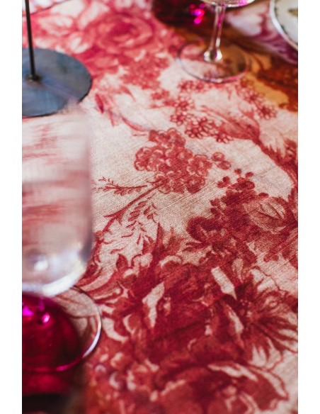 Chemin de table enduit en lin et viscose 