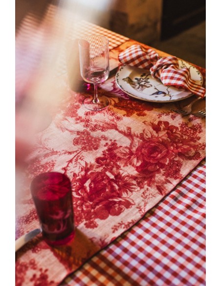 Chemin de table enduit en lin et viscose 