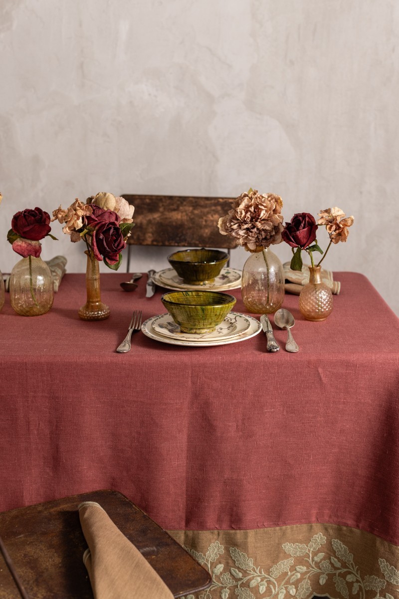 Tovaglia Quercia in Lino Antimacchia