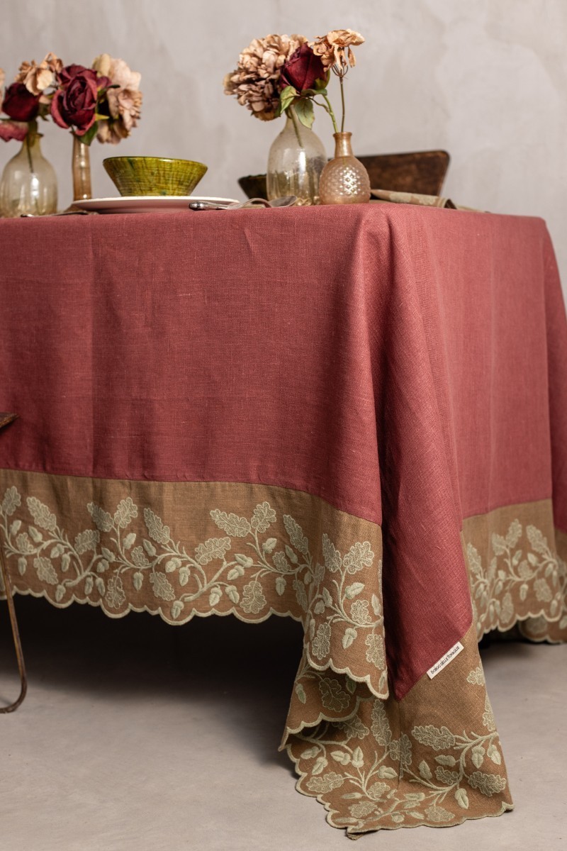 Tovaglia Quercia in Lino Antimacchia