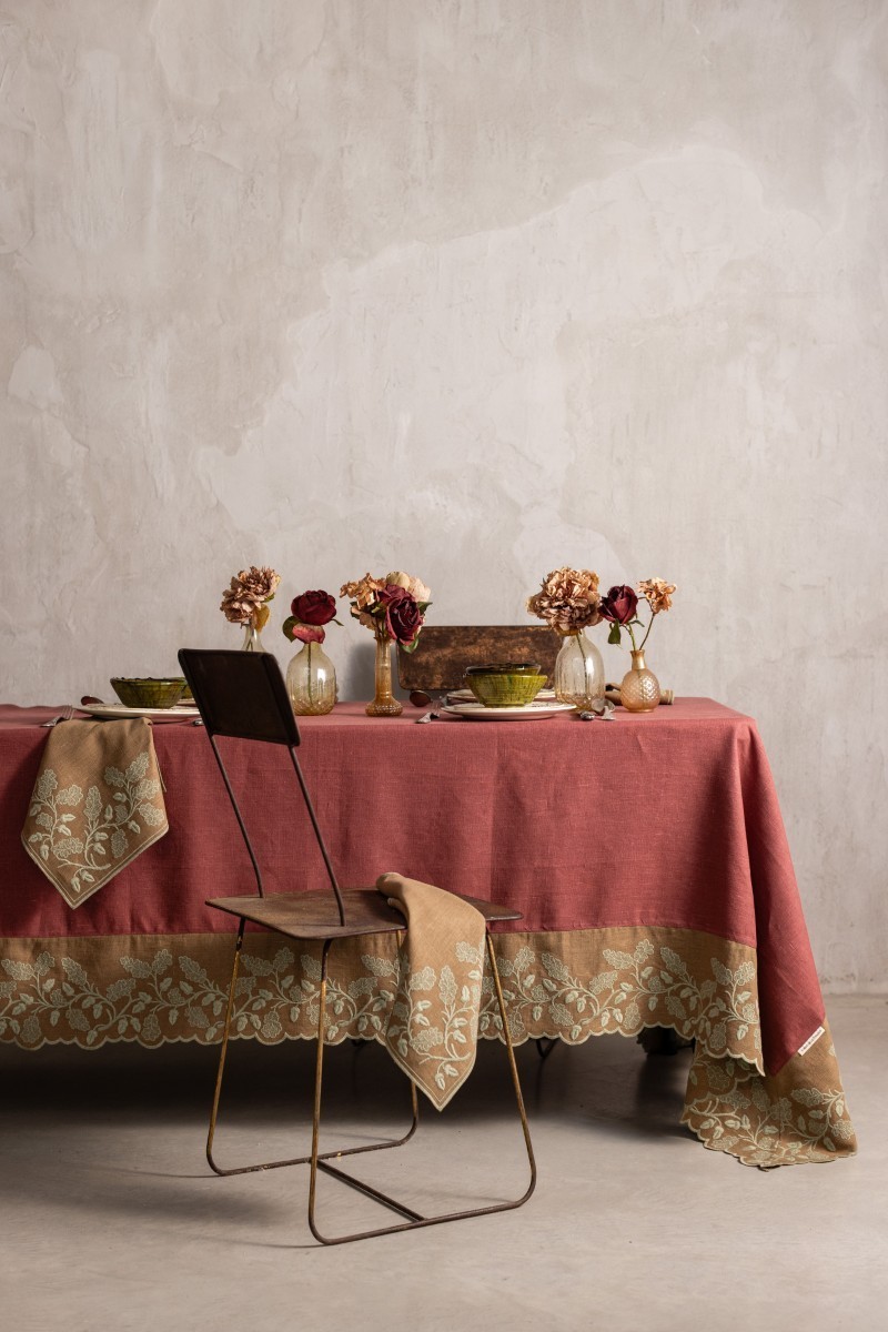 Tovaglia Quercia in Lino Antimacchia