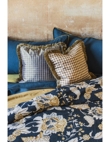 Taie d'oreiller à franges en soie