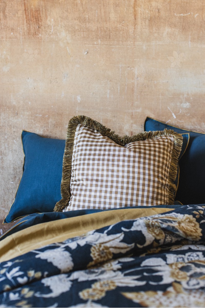 Taie d'oreiller à franges en soie