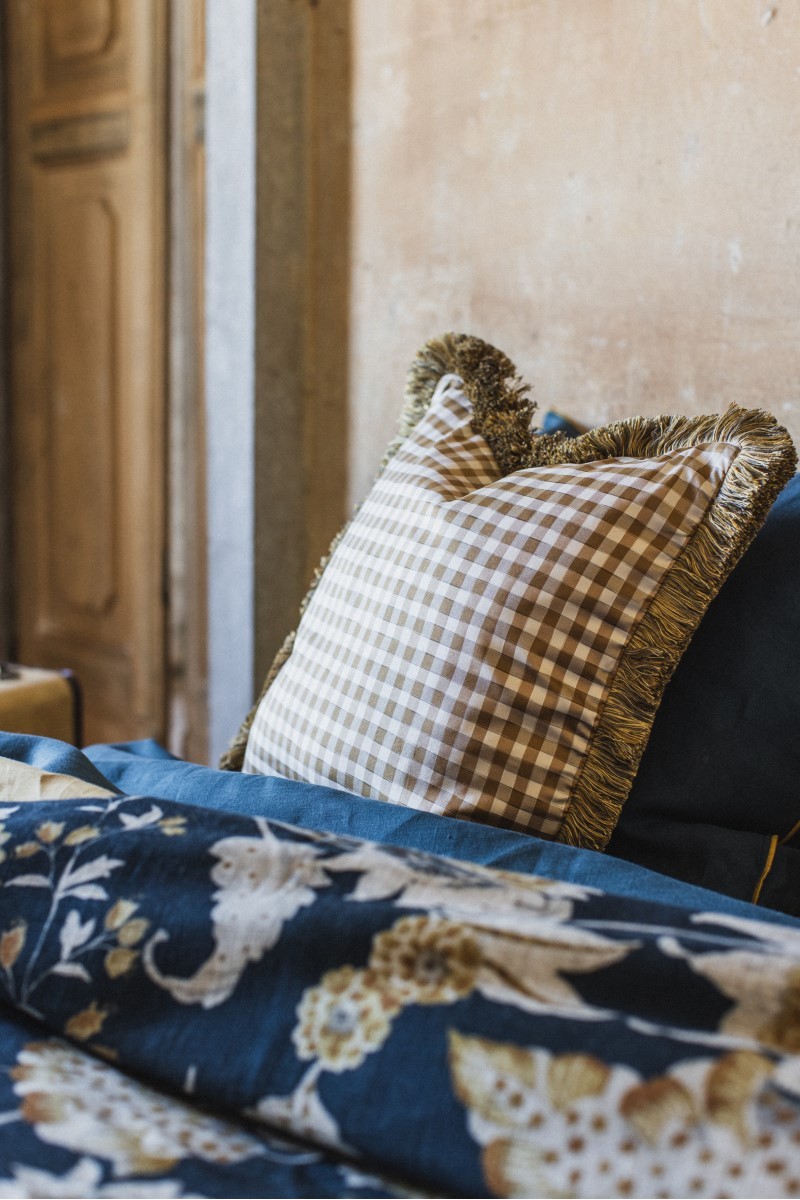 Taie d'oreiller à franges en soie