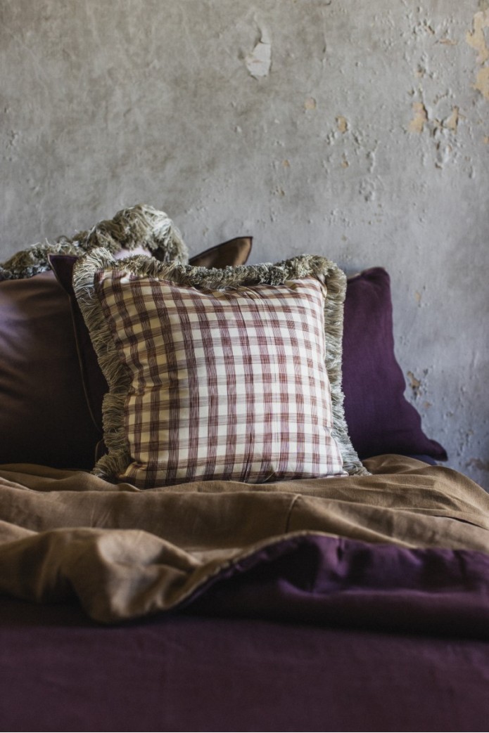 Taie d'oreiller à franges en soie