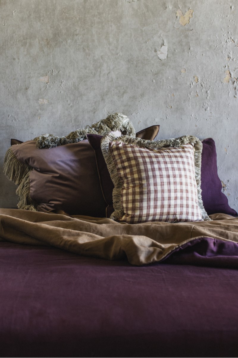 Taie d'oreiller à franges en soie