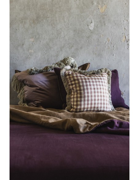 Taie d'oreiller à franges en soie