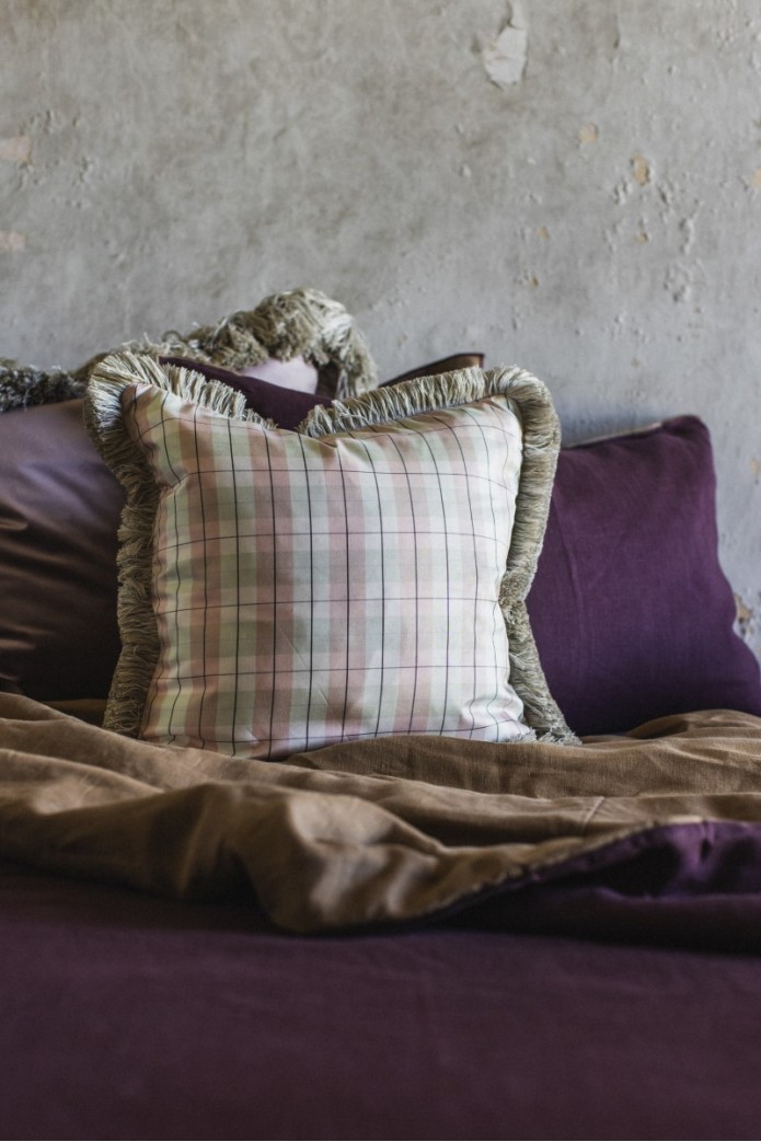 Taie d'oreiller à franges en soie 2