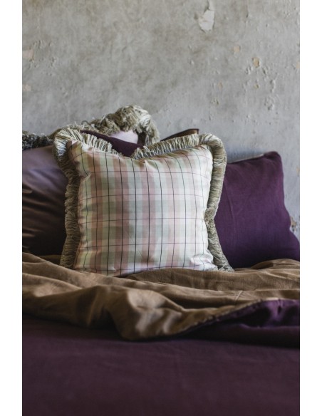 Taie d'oreiller à franges en soie