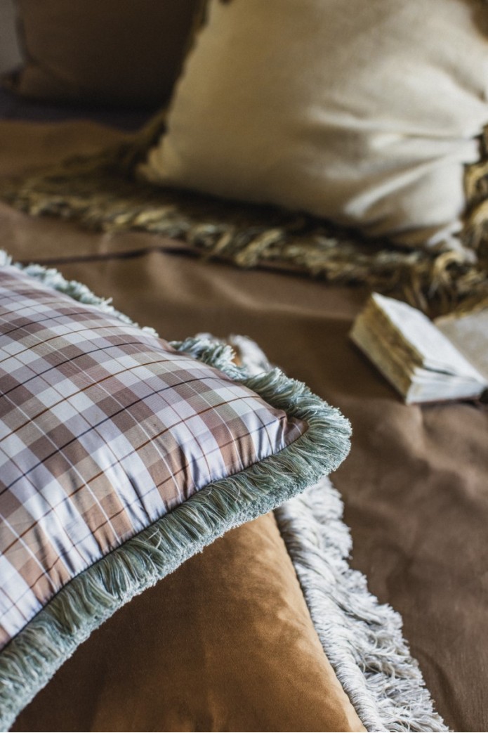 Taie d'oreiller à franges en soie 2