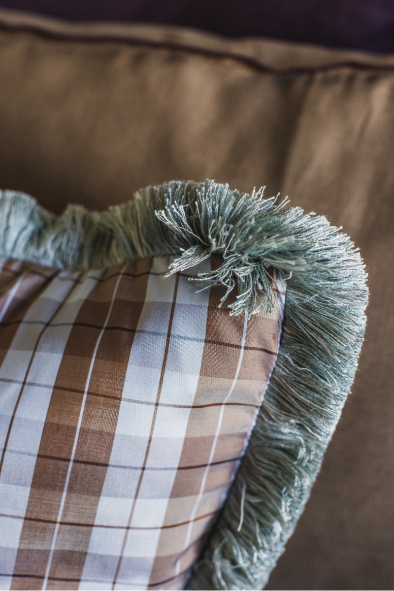 Taie d'oreiller à franges en soie