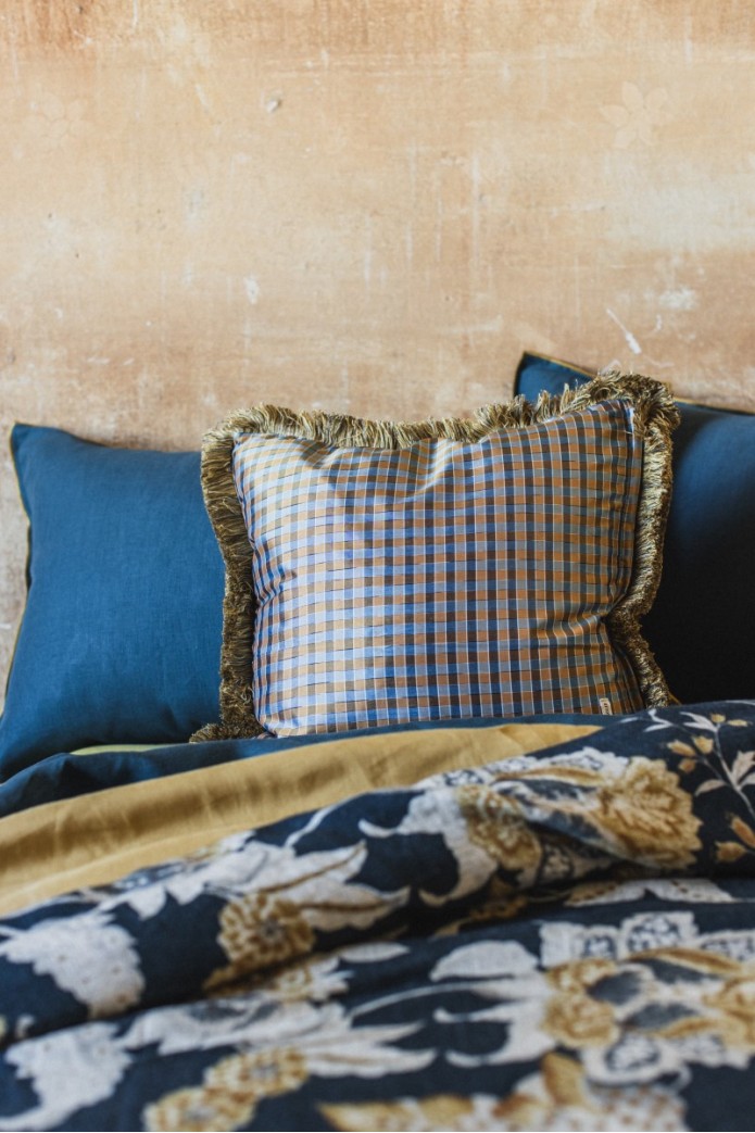 Taie d'oreiller à franges en soie