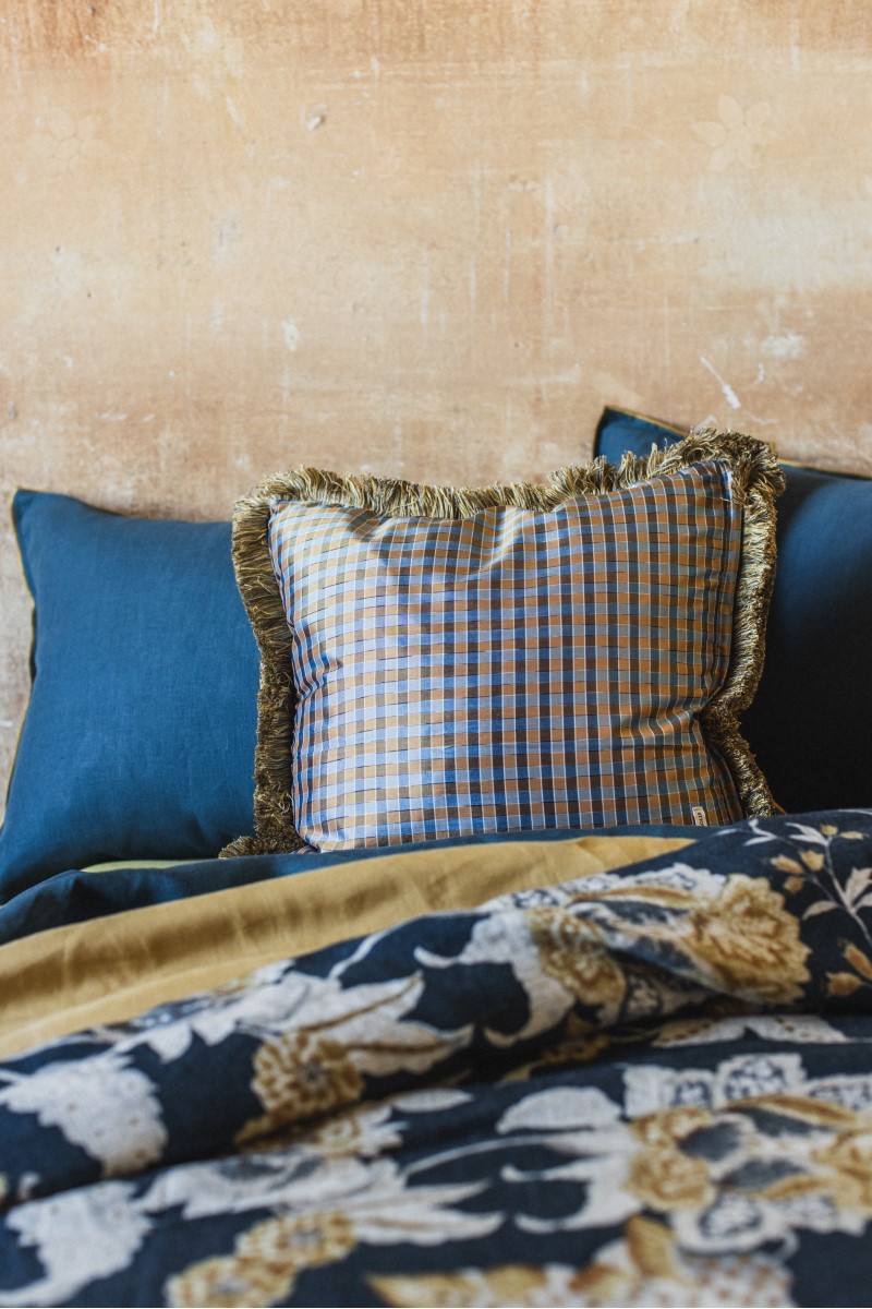 Taie d'oreiller à franges en soie