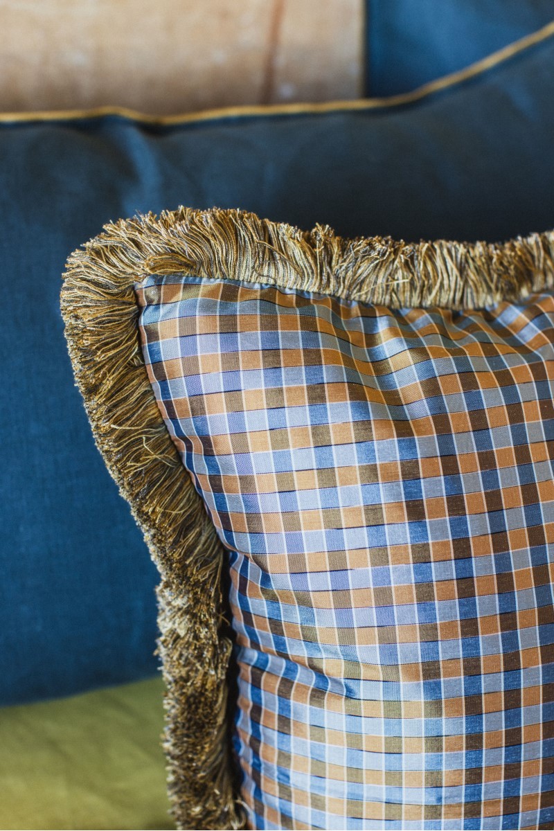 Taie d'oreiller à franges en soie