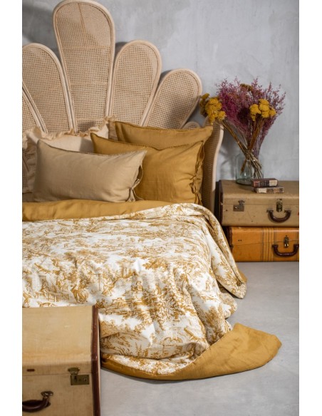 Pure Reversible Bedspread in Linen/Cotton