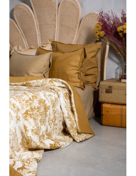 Pure Reversible Bedspread in Linen/Cotton