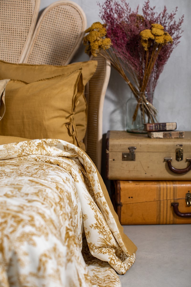 Pure Reversible Bedspread in Linen/Cotton