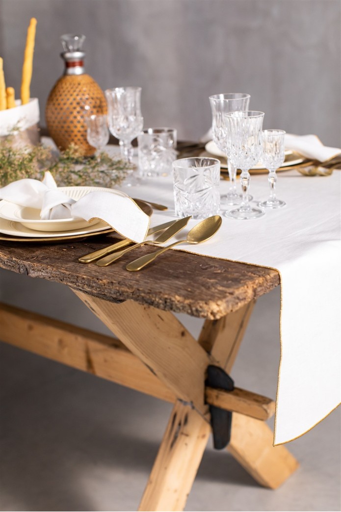 Chemin de table en lin enduit