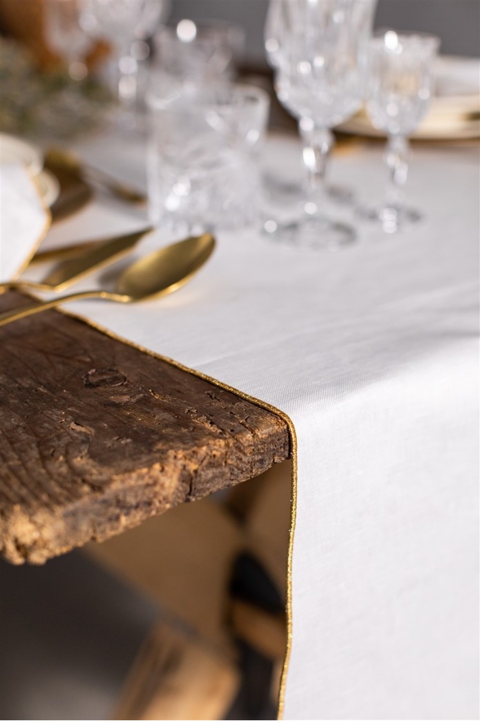 Chemin de table en lin enduit 2