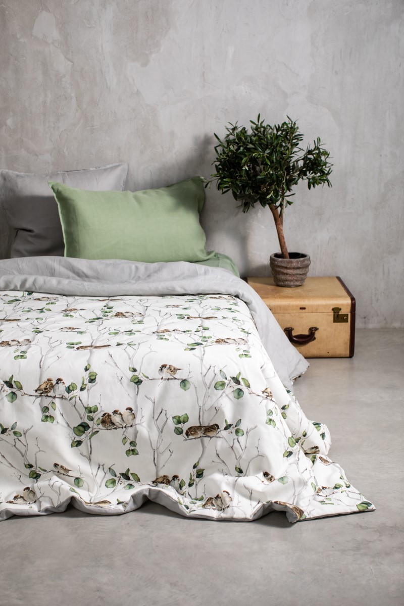 Pure Reversible Bedspread in Linen/Cotton