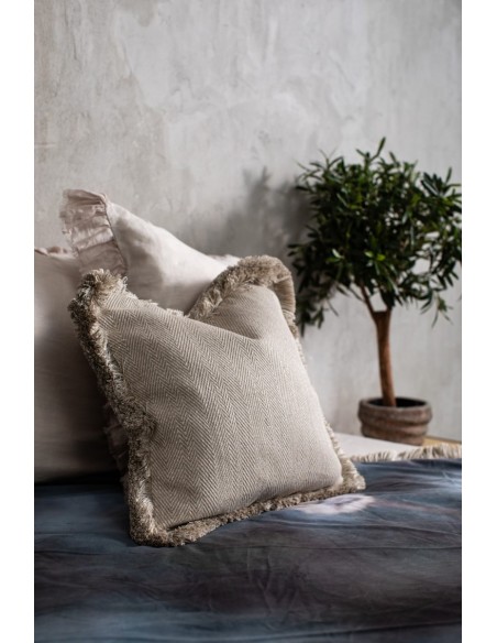 Linen Tweed Fringe Pillowcase