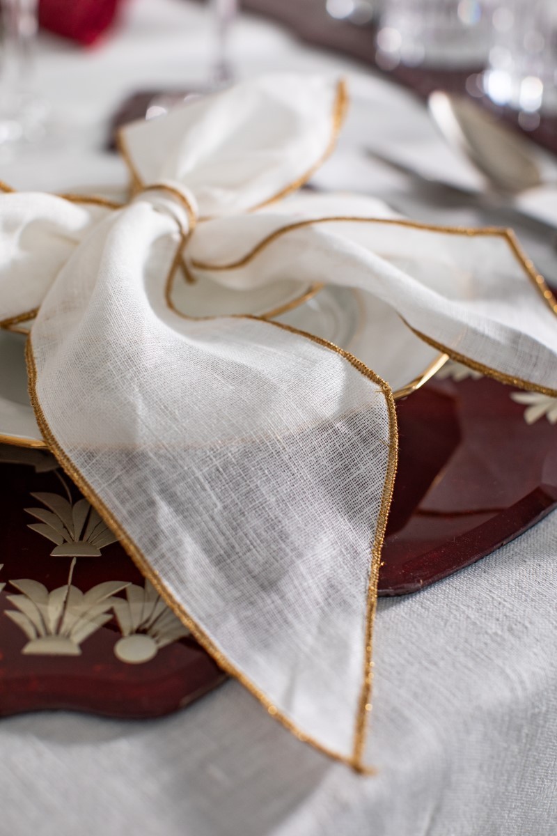 Set di 4 Nastri Segnaposto in Lino