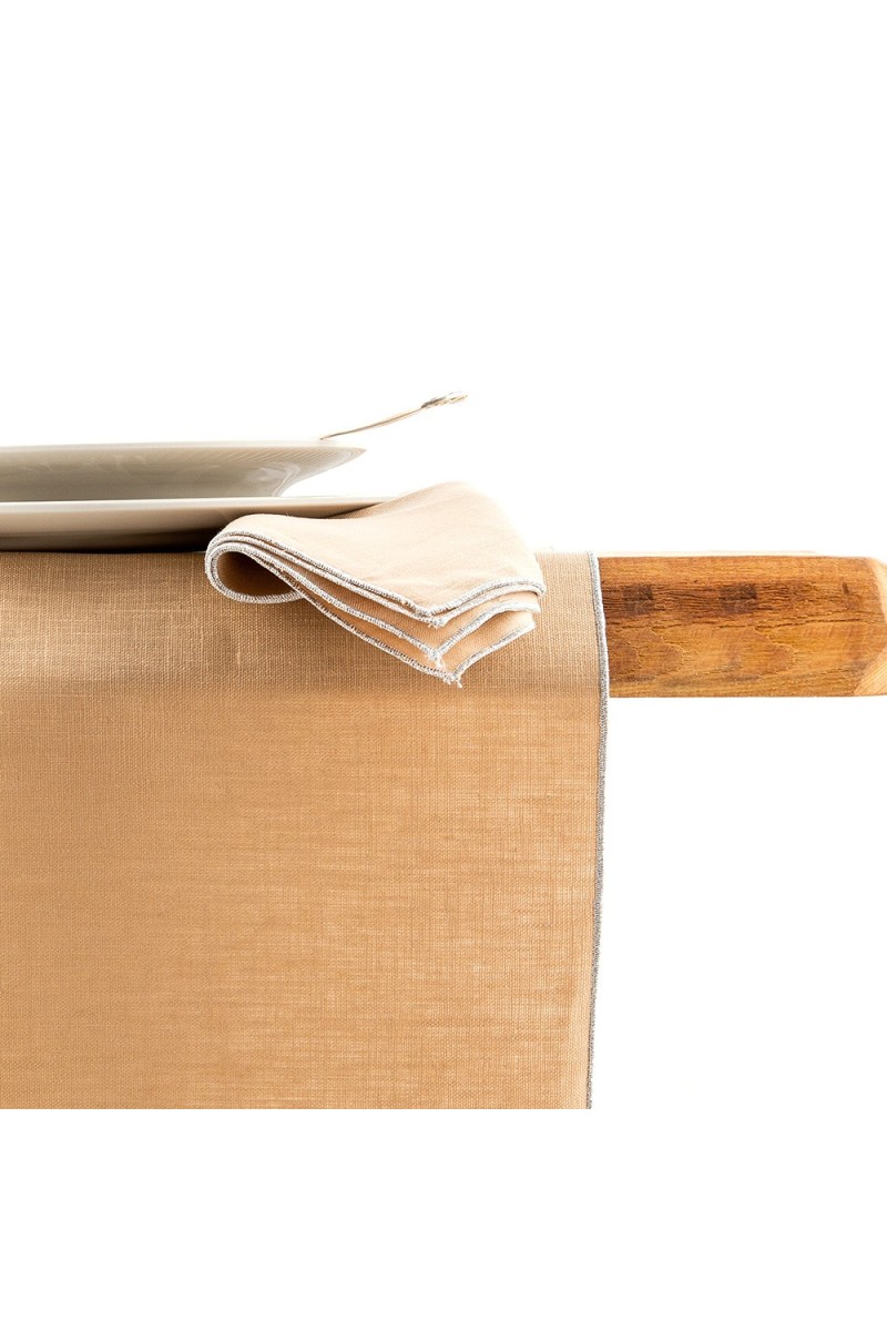 Chemin de table en lin enduit