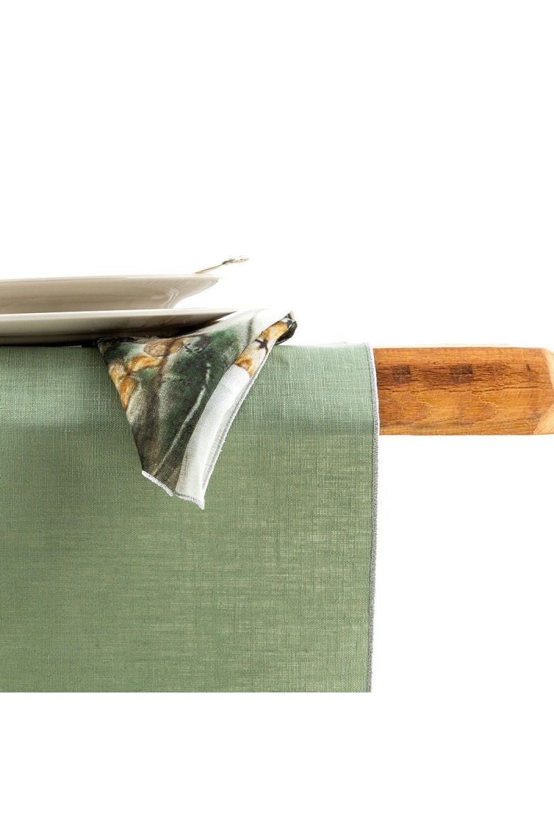 Chemin de table en lin enduit
