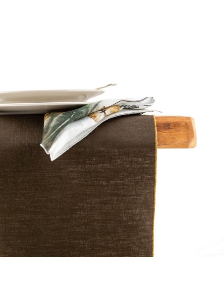 Chemin de table en lin enduit