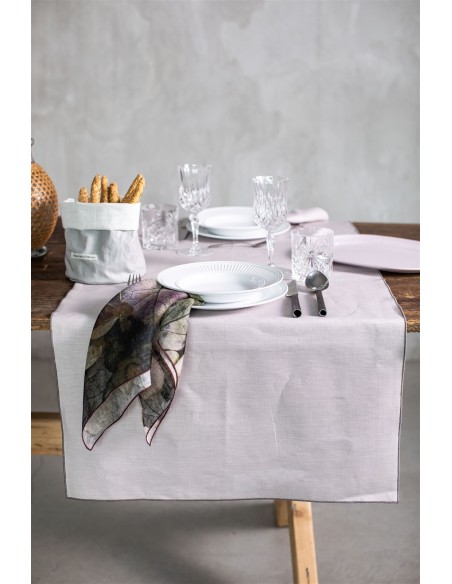 Chemin de table en lin enduit