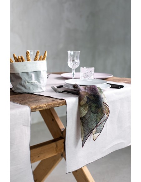 Chemin de table en lin enduit