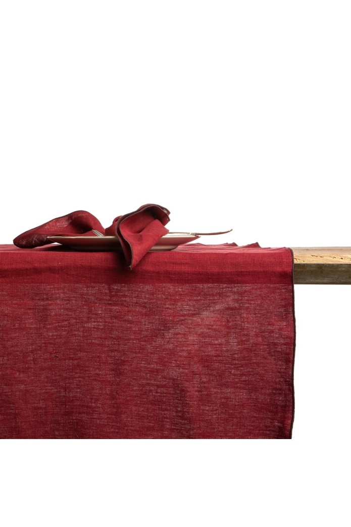 Chemin de table en lin enduit