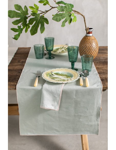 Chemin de table en lin enduit