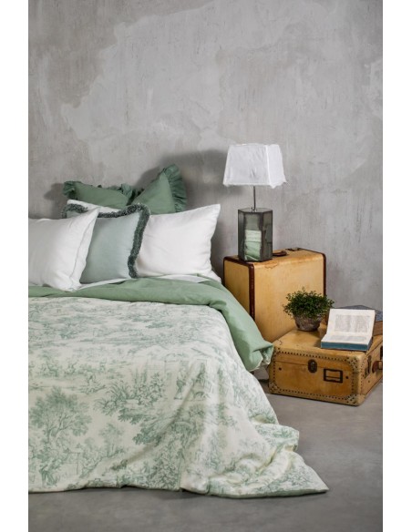 Pure Reversible Bedspread in Linen/Cotton