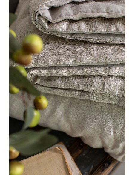 Pure reversible bedspread in Jacquard linen