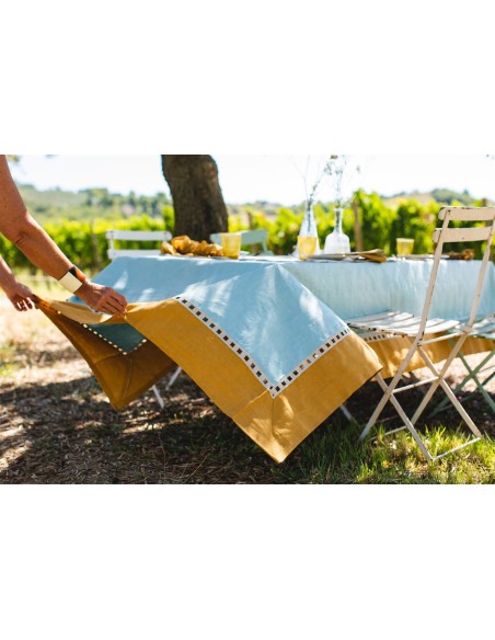 Riviera Enduit Linen Table Nappe +