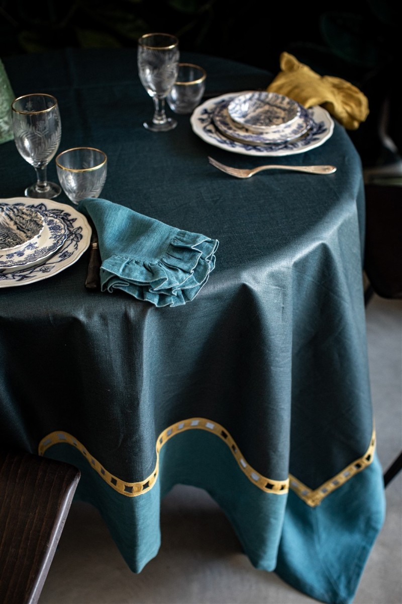 Riviera Enduit Linen Table Nappe +