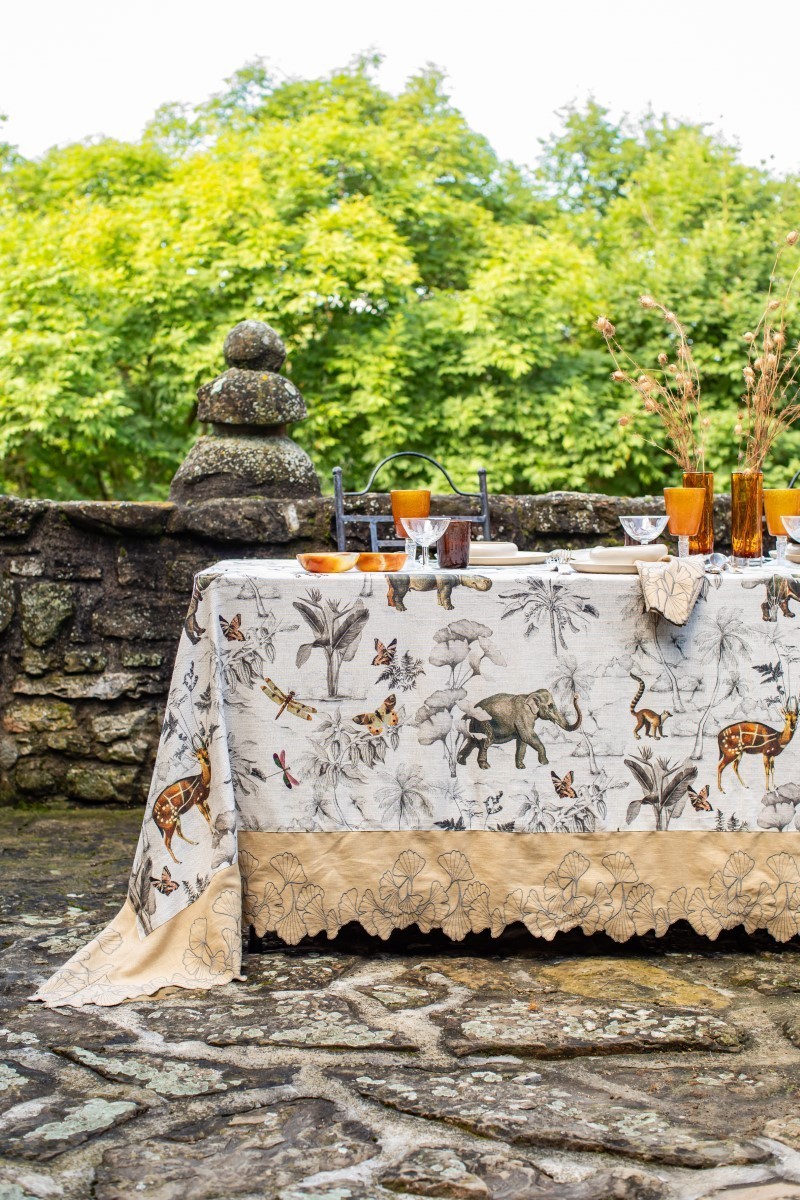 Nappe en lin Viscose enduit Ginkgo