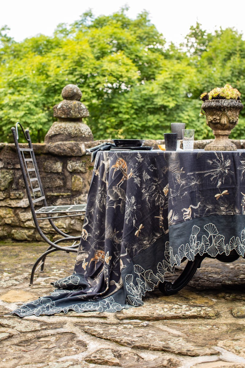 Nappe en lin Viscose enduit Ginkgo