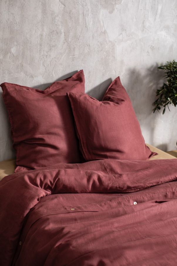 Cuscino in cotone e lino rosa, 60x60