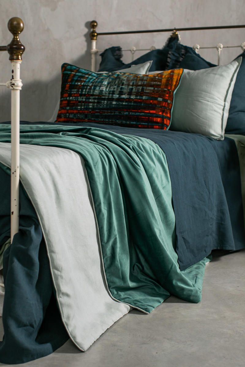 Velvet and Linen Bedspread