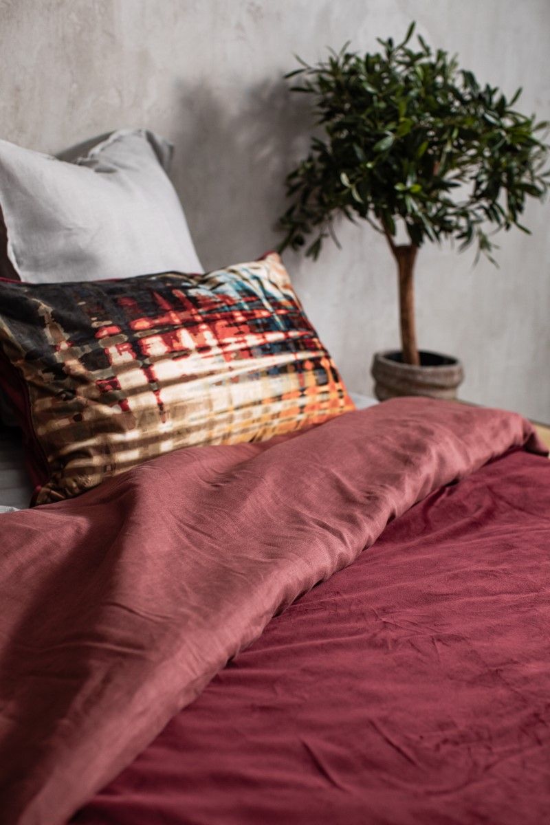 Velvet and Linen Bedspread